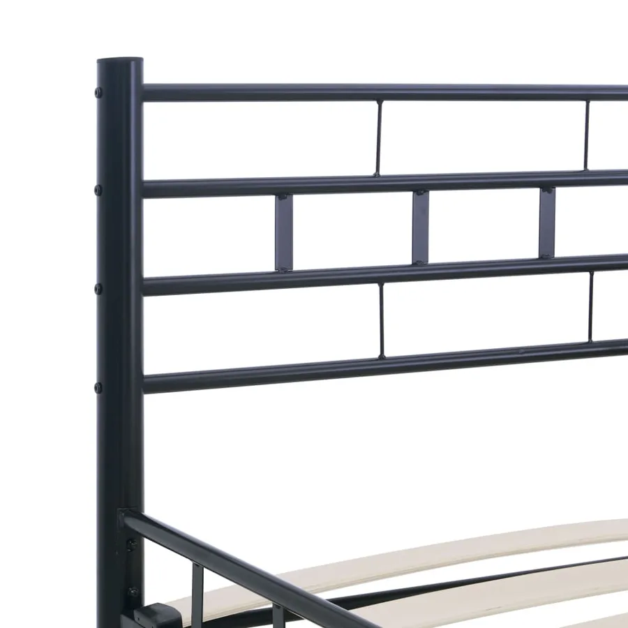 Cadre de lit sans matelas noir acier 200x200 cm - 8
