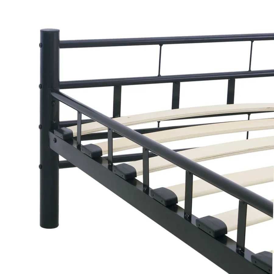 Cadre de lit sans matelas noir acier 200x200 cm - 9