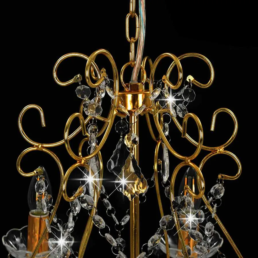 Lustre avec perles de cristal Doré Rond 6 x E14 - 5