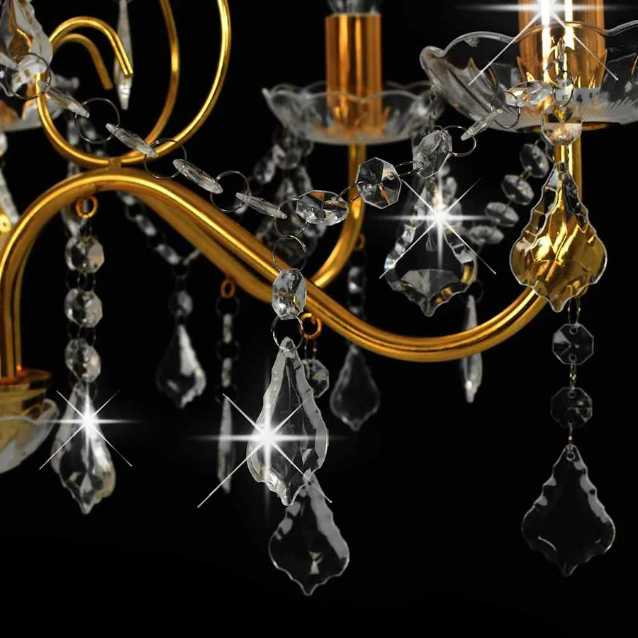 Lustre avec perles de cristal Doré Rond 6 x E14 - 7