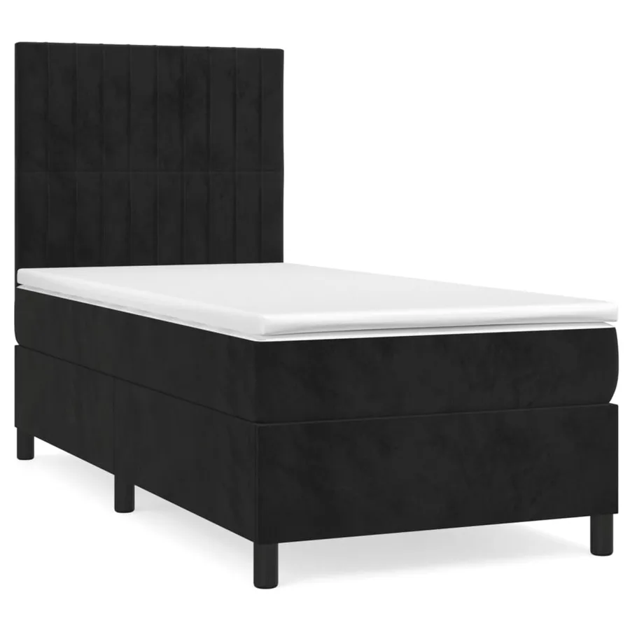Sommier à lattes de lit avec matelas Noir 100x200 cm Velours - 2