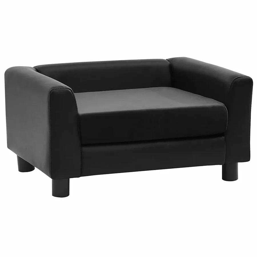 Canapé pour chien Noir 60x43x30 cm Peluche et similicuir - 2