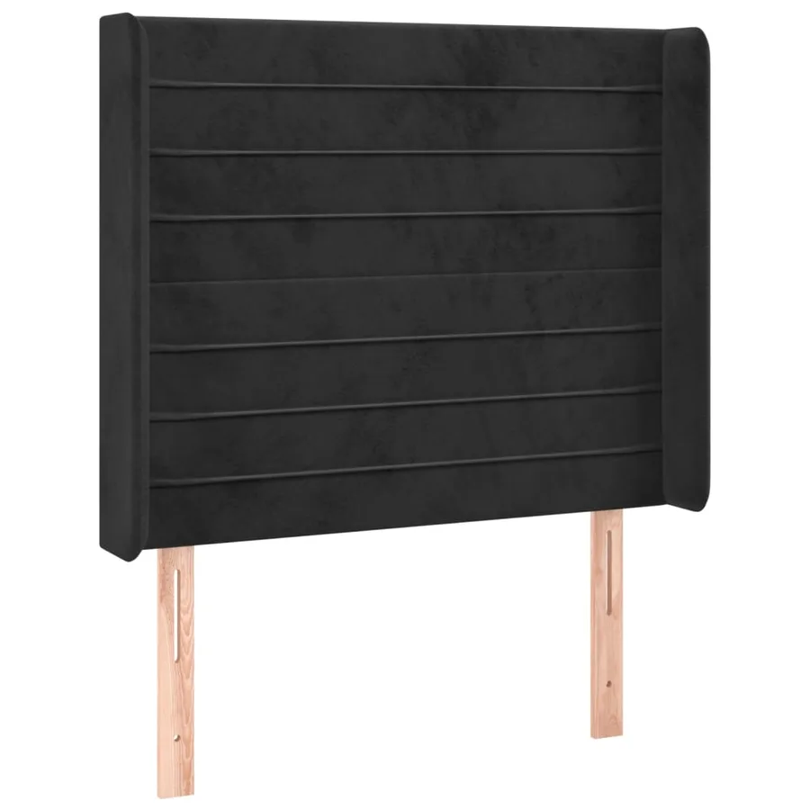 Sommier à lattes de lit matelas et LED Noir 90x190 cm Velours - 7