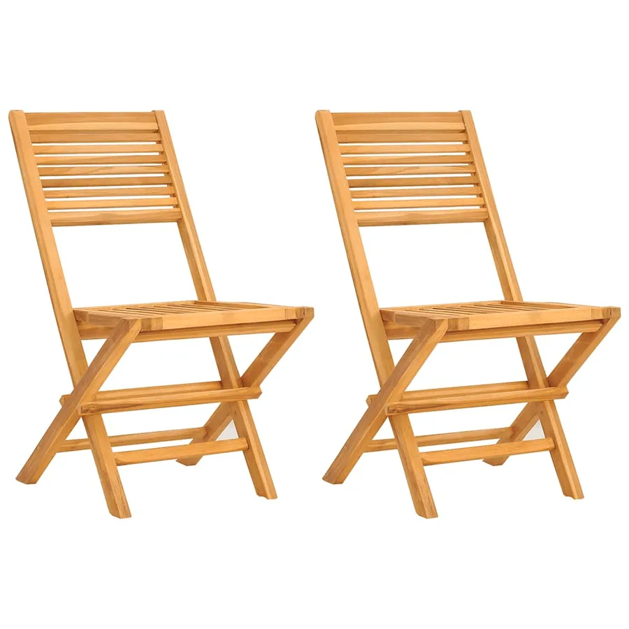 Chaises de jardin pliantes lot de 2 47x62x90cm bois massif teck - 2