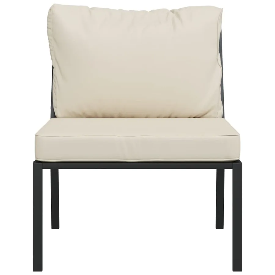 Chaises de jardin et coussins sable lot de 2 60x74x79 cm acier - 4