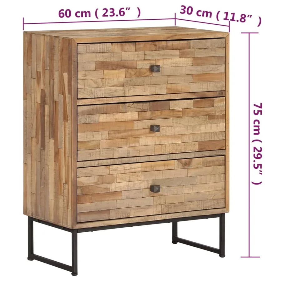 Buffet Bois de teck recyclé 60x30x75 cm - 9