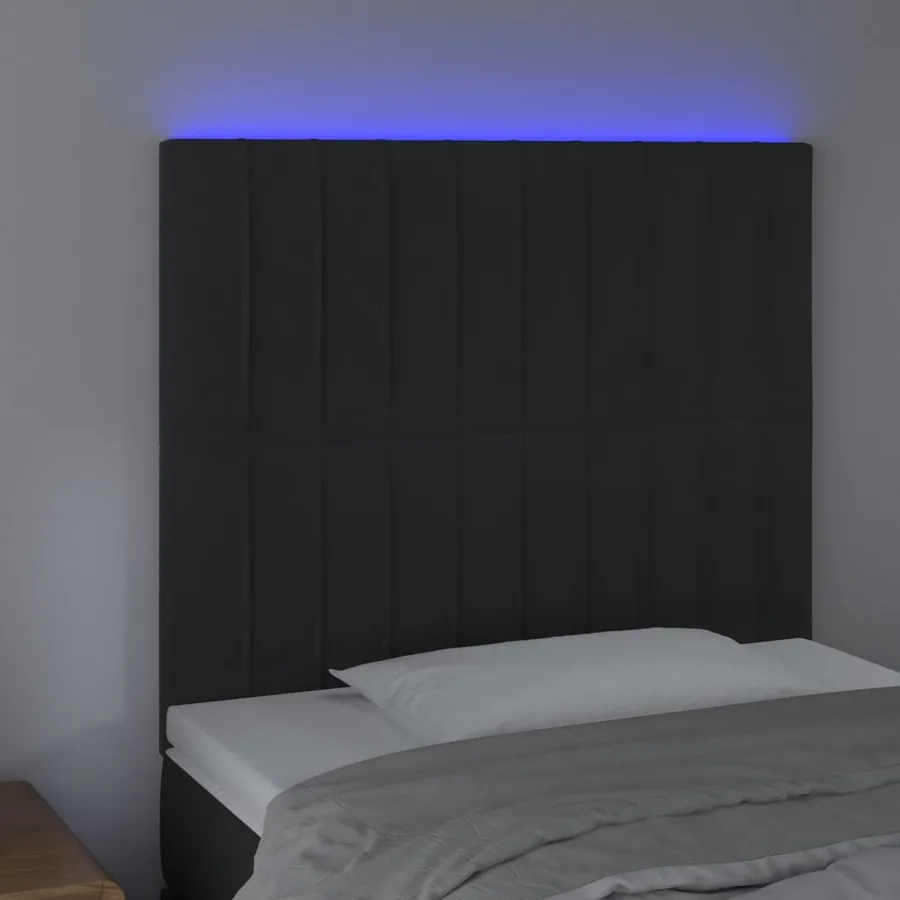 Tête de lit à LED Noir 100x5x118/128 cm Velours - 3