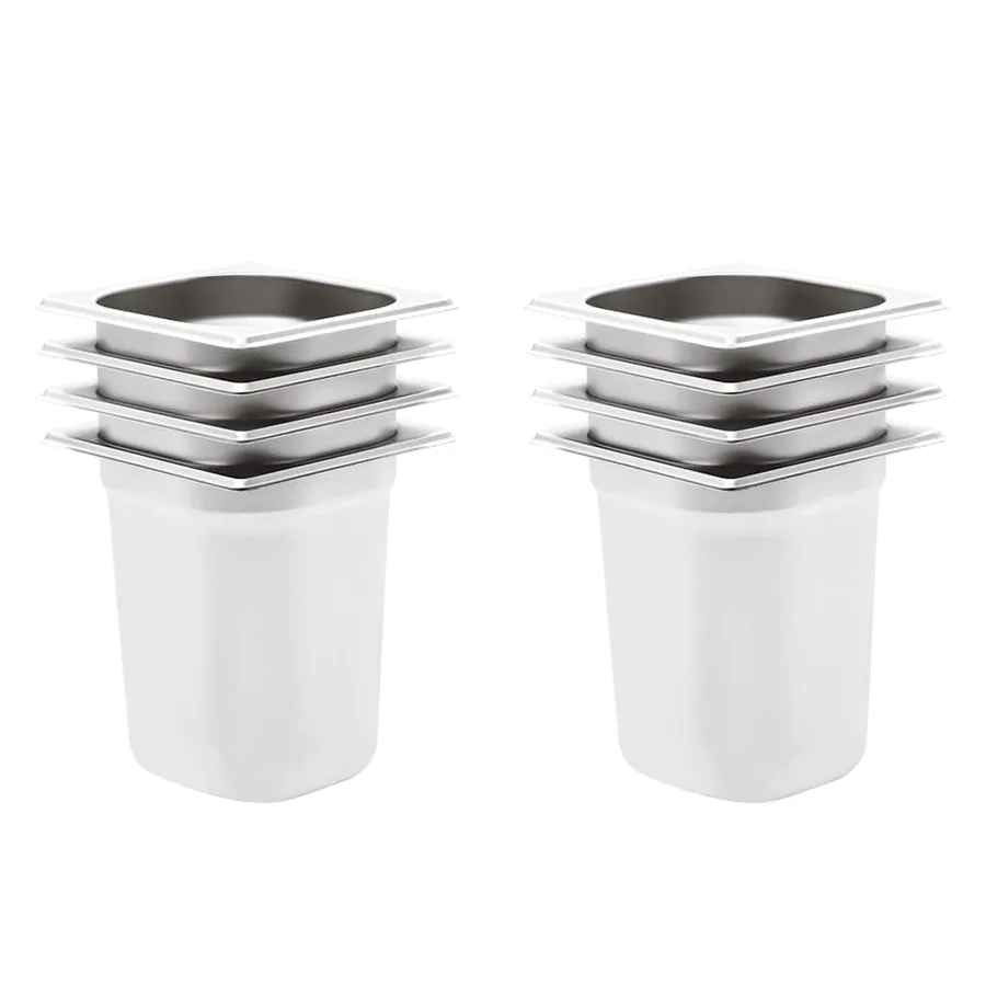 Récipients Gastronorm 8 pcs GN 1/6 200 mm Acier inoxydable