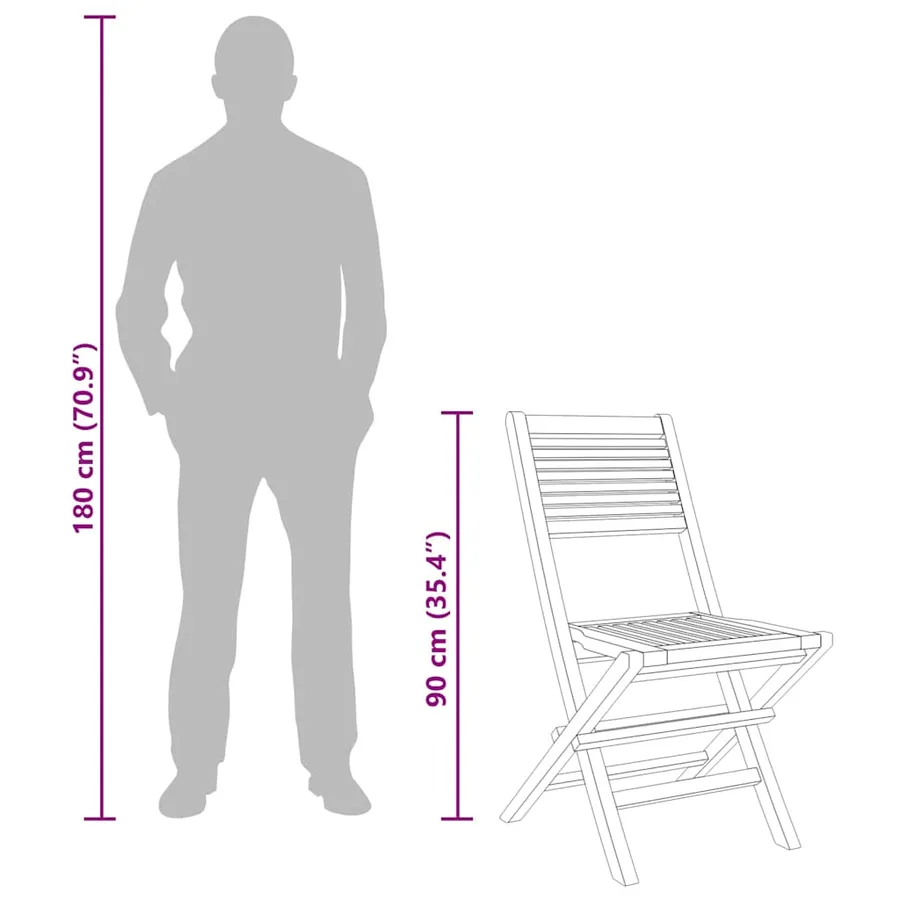 Chaises de jardin pliantes lot de 6 47x62x90cm bois massif teck - 6