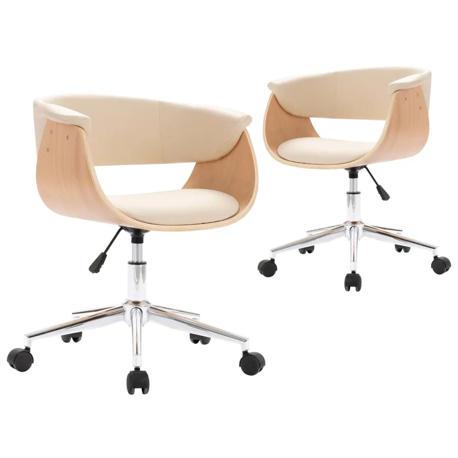 Chaises pivotantes à manger lot de 2 crème similicuir - 2