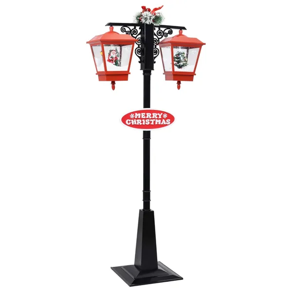 Lampadaire de Noël avec Père Noël Noir et rouge 81x40x188cm PVC