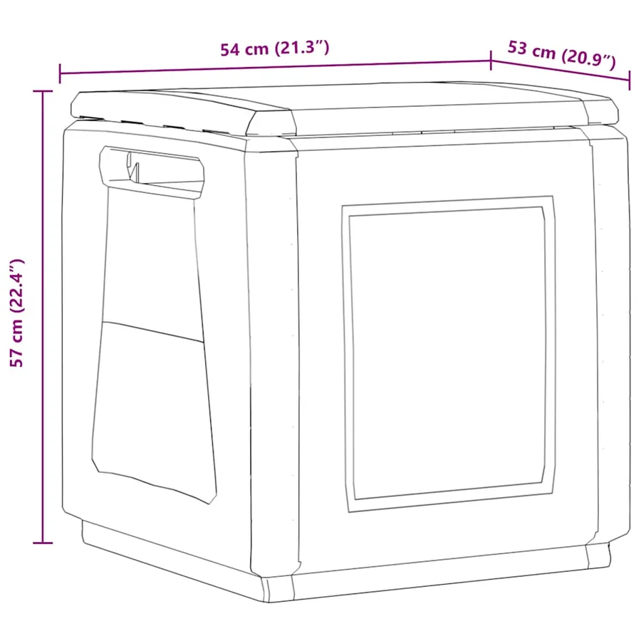 Boîte de rangement de jardin 54x53x57 cm 130 L Gris foncé noir - 7
