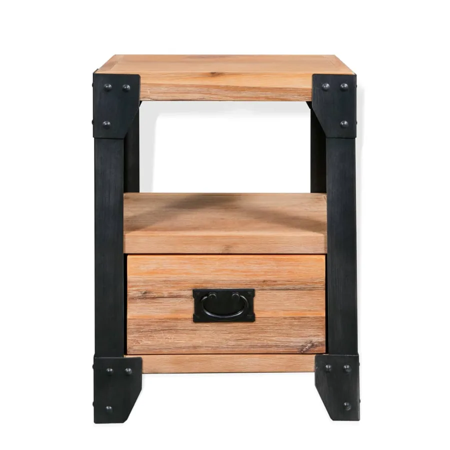 Table de chevet Bois d'acacia Acier 40 x 30 x 54 cm - 2