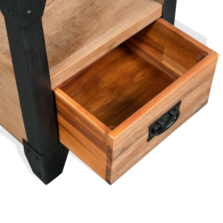 Table de chevet Bois d'acacia Acier 40 x 30 x 54 cm - 5