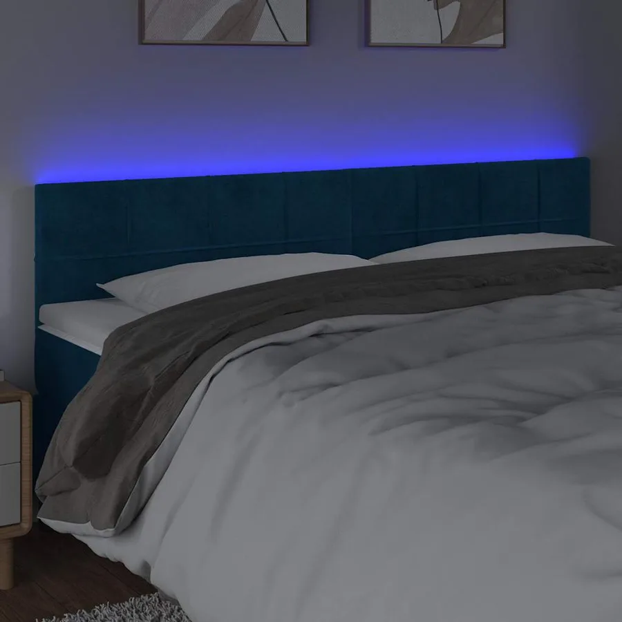Tête de lit à LED Bleu foncé 200x5x78/88 cm Velours - 3