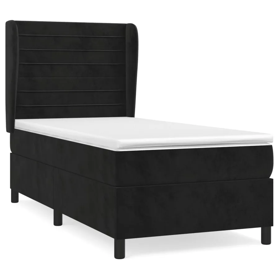 Sommier à lattes de lit avec matelas Noir 90x200 cm Velours - 2