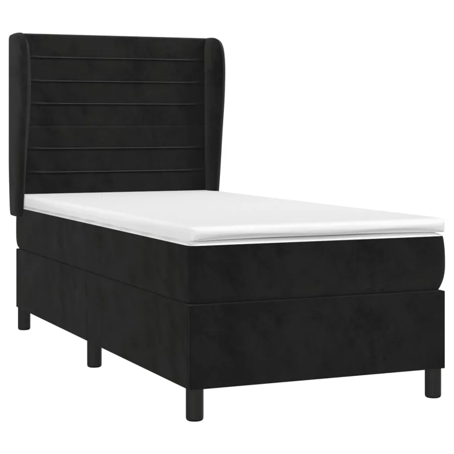Sommier à lattes de lit avec matelas Noir 90x200 cm Velours - 3