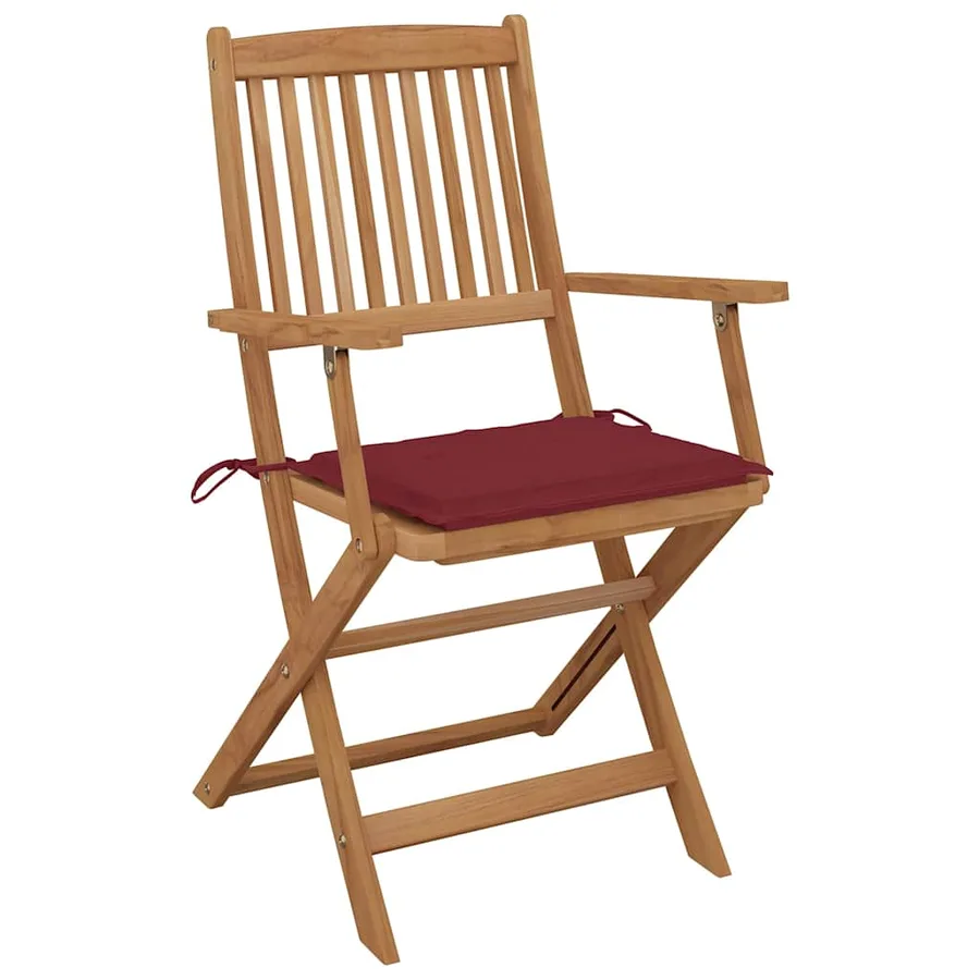 Chaises pliables d'extérieur et coussins lot de 8 Bois d'acacia - 2