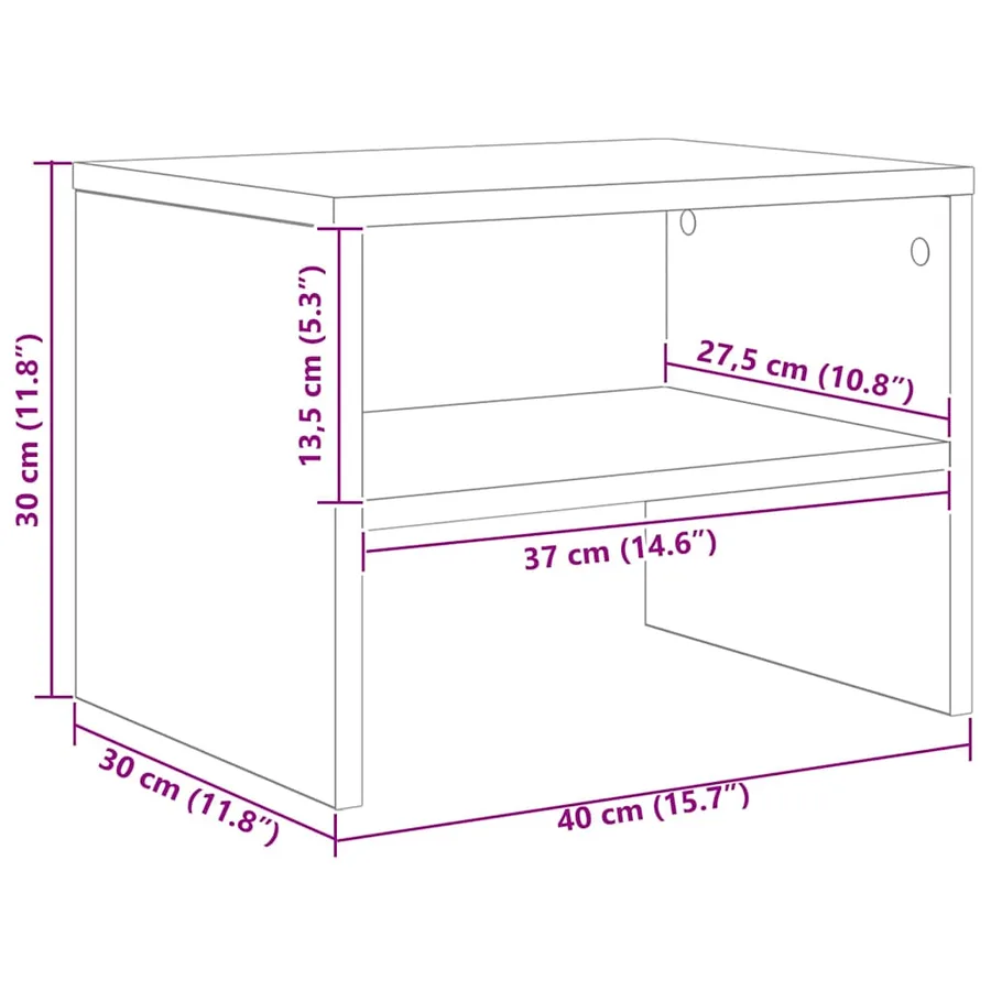 Table de chevet Gris béton 40x30x30 cm Bois ingénierie - 10