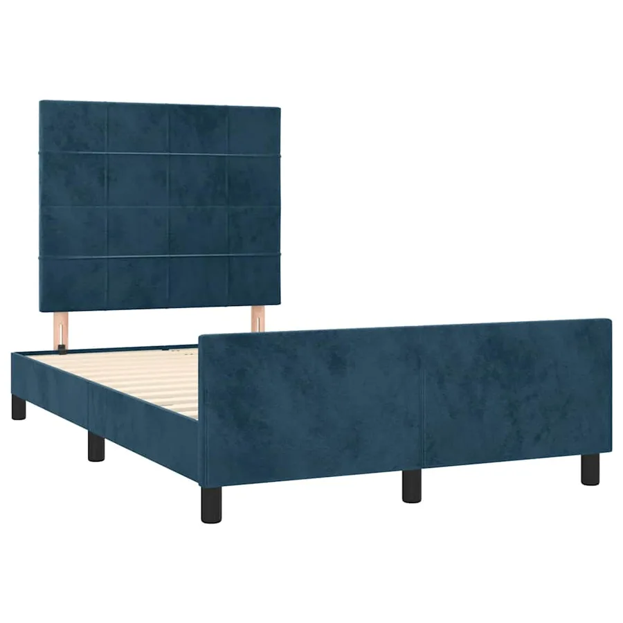 Cadre de lit sans matelas bleu foncé 120x200 cm velours - 4