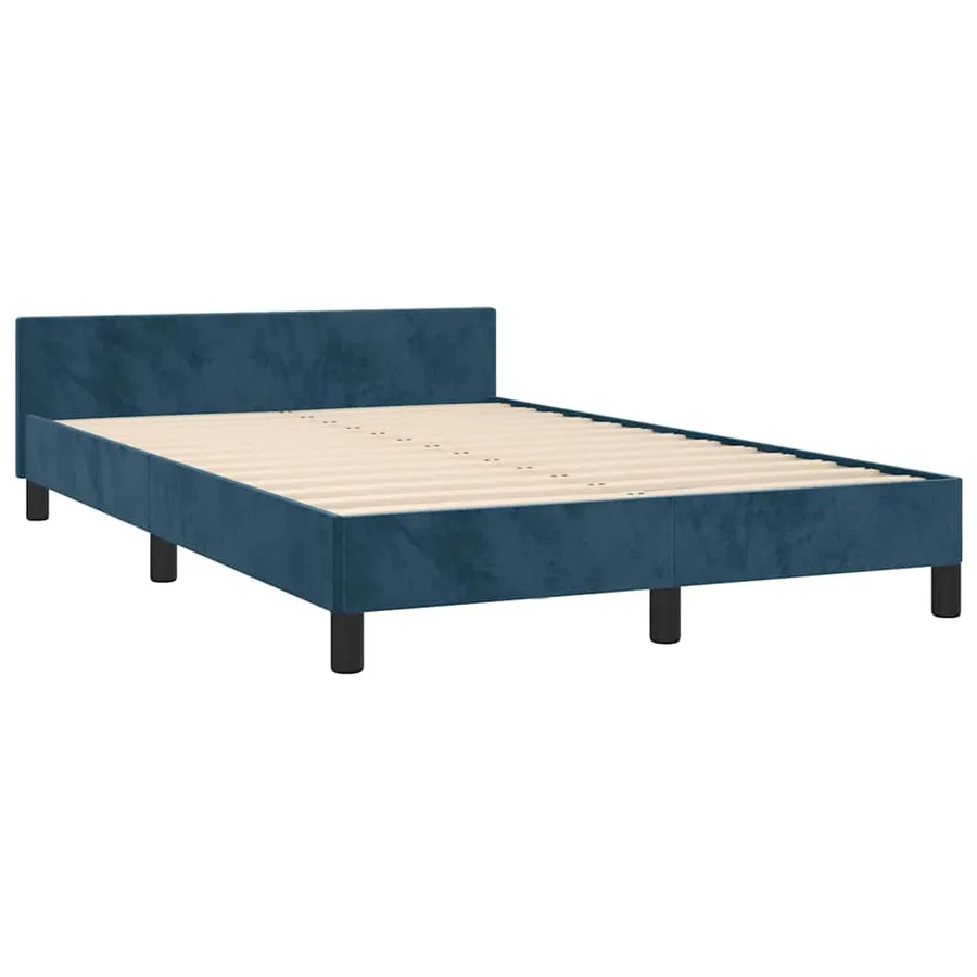 Cadre de lit sans matelas bleu foncé 120x200 cm velours - 5