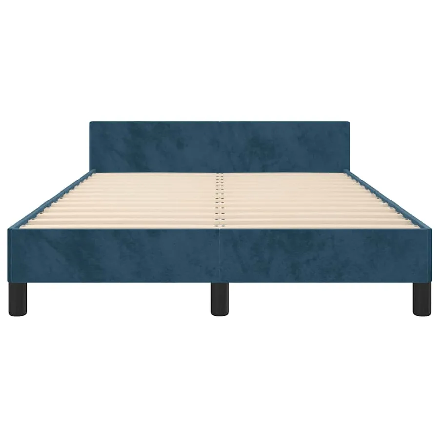 Cadre de lit sans matelas bleu foncé 120x200 cm velours - 6