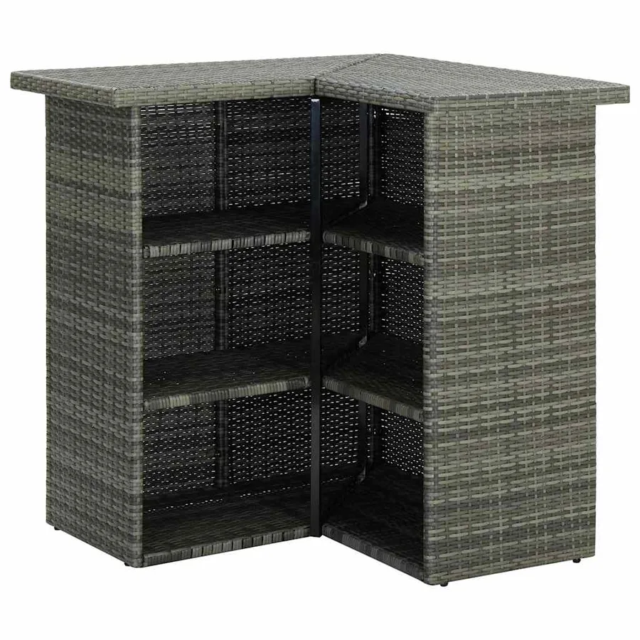 Table d'angle de bar Gris 100x50x105 cm Résine tressée - 4