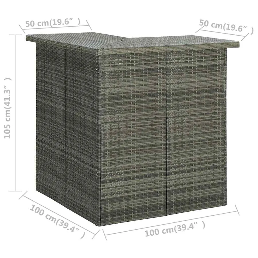 Table d'angle de bar Gris 100x50x105 cm Résine tressée - 7