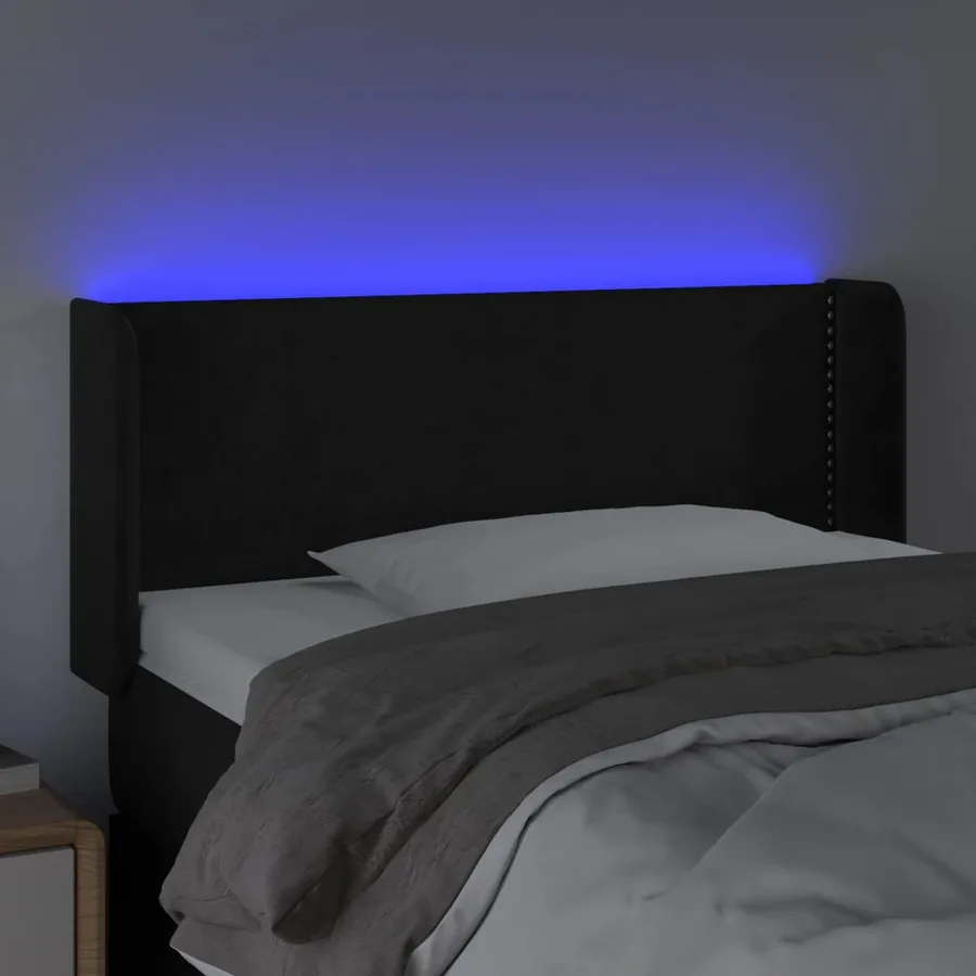 Tête de lit à LED Noir 93x16x78/88 cm Velours - 4
