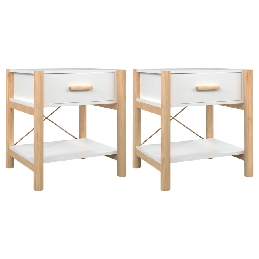 Tables de chevet 2 pcs Blanc 42x38x45 cm Bois d’ingénierie - 2