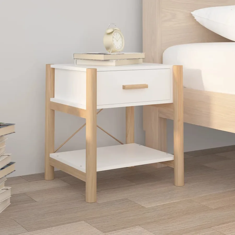Tables de chevet 2 pcs Blanc 42x38x45 cm Bois d’ingénierie - 3