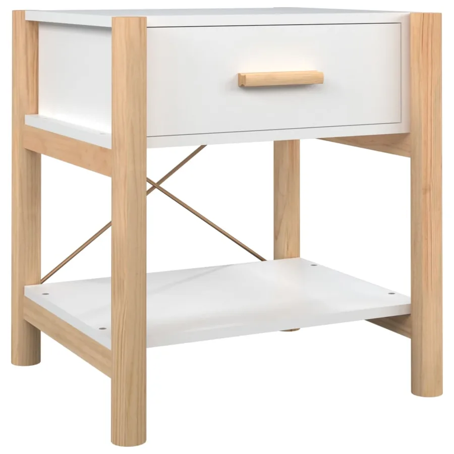 Tables de chevet 2 pcs Blanc 42x38x45 cm Bois d’ingénierie - 5