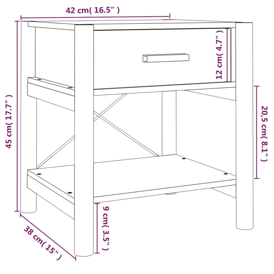 Tables de chevet 2 pcs Blanc 42x38x45 cm Bois d’ingénierie - 9
