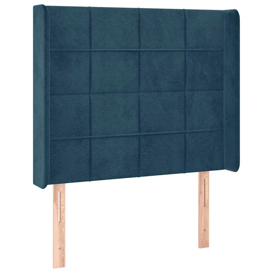 Tête de lit avec oreilles Bleu foncé 103x16x118/128 cm Velours - 2