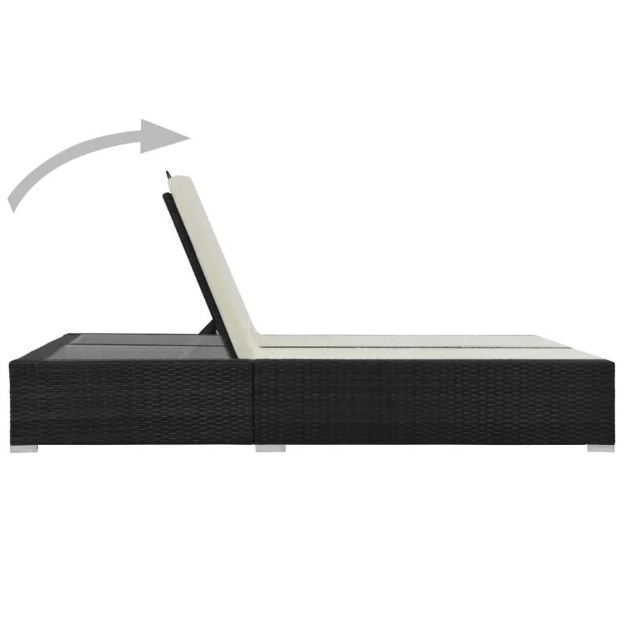 Chaise longue double Résine tressée Noir - 3