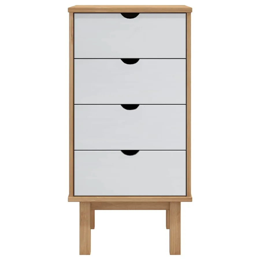 Commode OTTA marron et blanc 45x39x90 cm bois de pin massif - 3