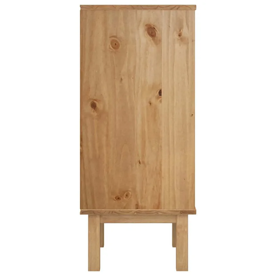 Commode OTTA marron et blanc 45x39x90 cm bois de pin massif - 5