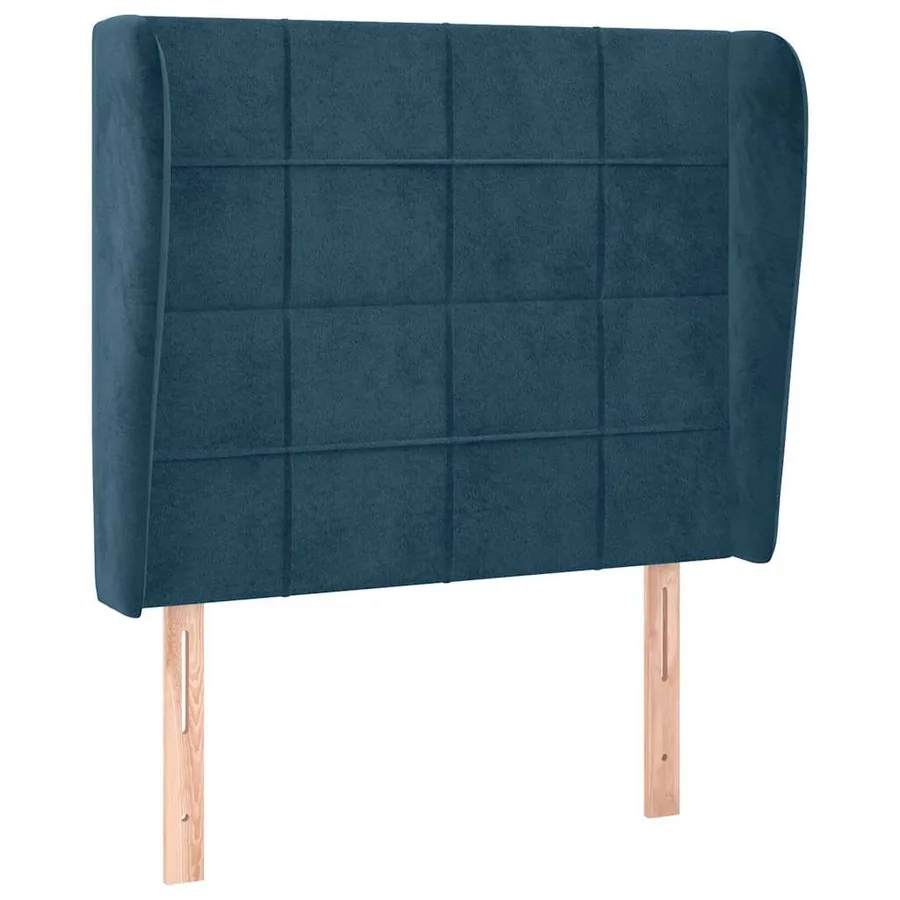 Tête de lit avec oreilles Bleu foncé 103x23x118/128 cm Velours - 2