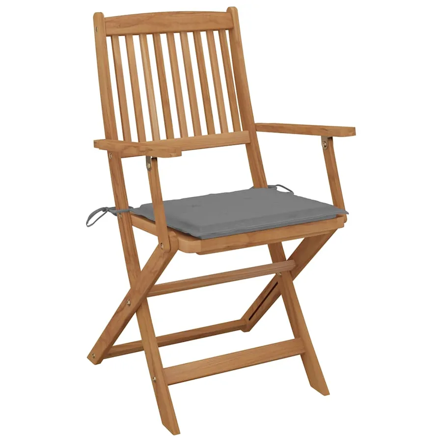 Chaises pliables de jardin lot de 6 avec coussins Bois d'acacia - 3