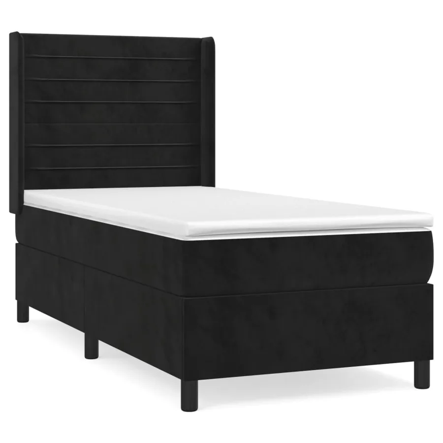 Sommier à lattes de lit avec matelas Noir 90x200 cm Velours - 2