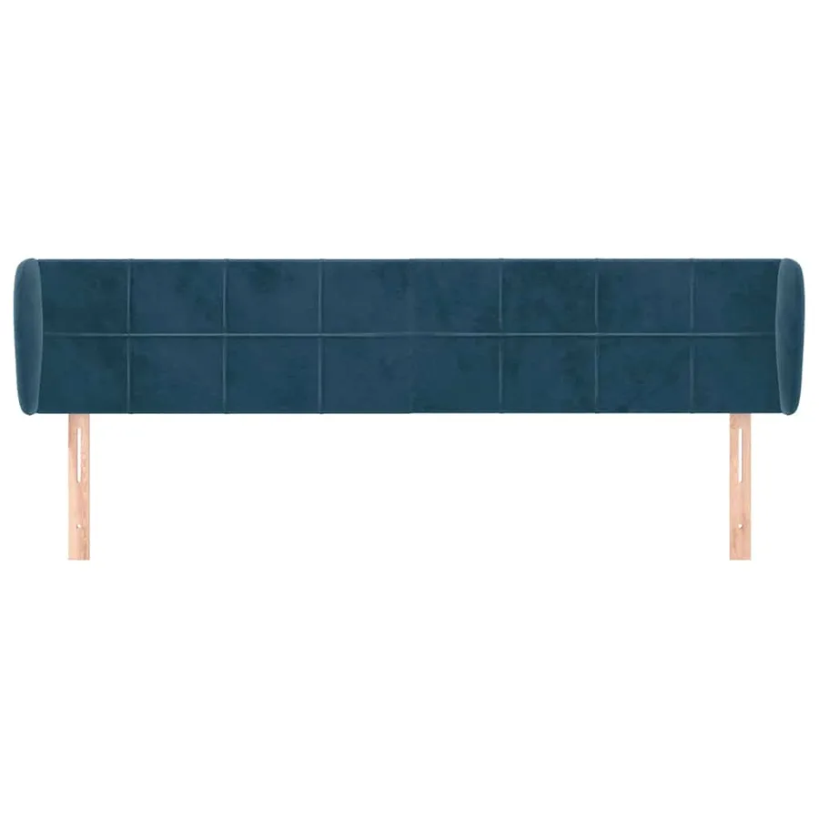 Tête de lit avec oreilles Bleu foncé 203x23x78/88 cm Velours - 3