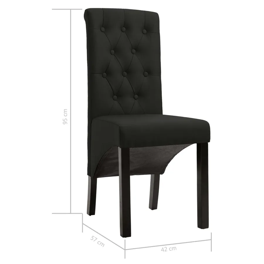 Chaises à manger lot de 4 noir tissu - 8