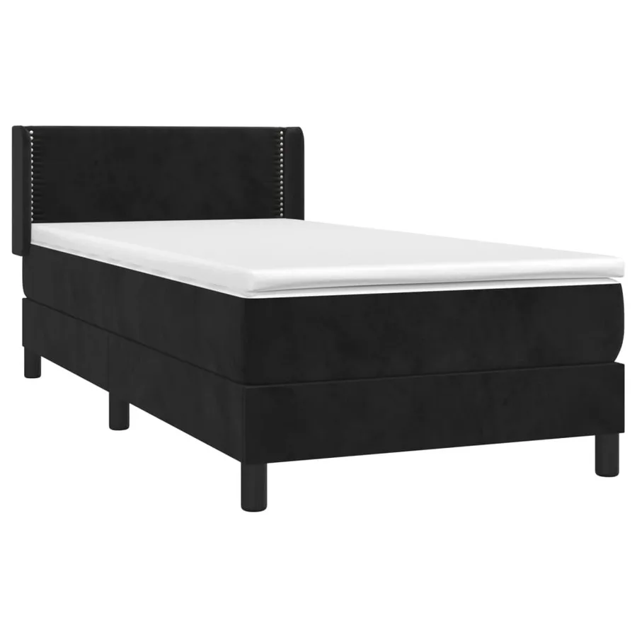 Sommier à lattes de lit avec matelas Noir 90x200 cm Velours - 3