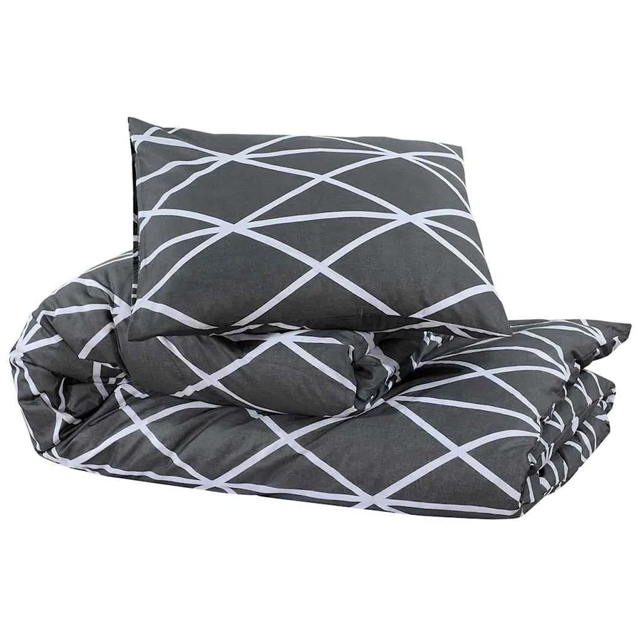 Ensemble de housse de couette Gris 140x200 cm Coton - 3