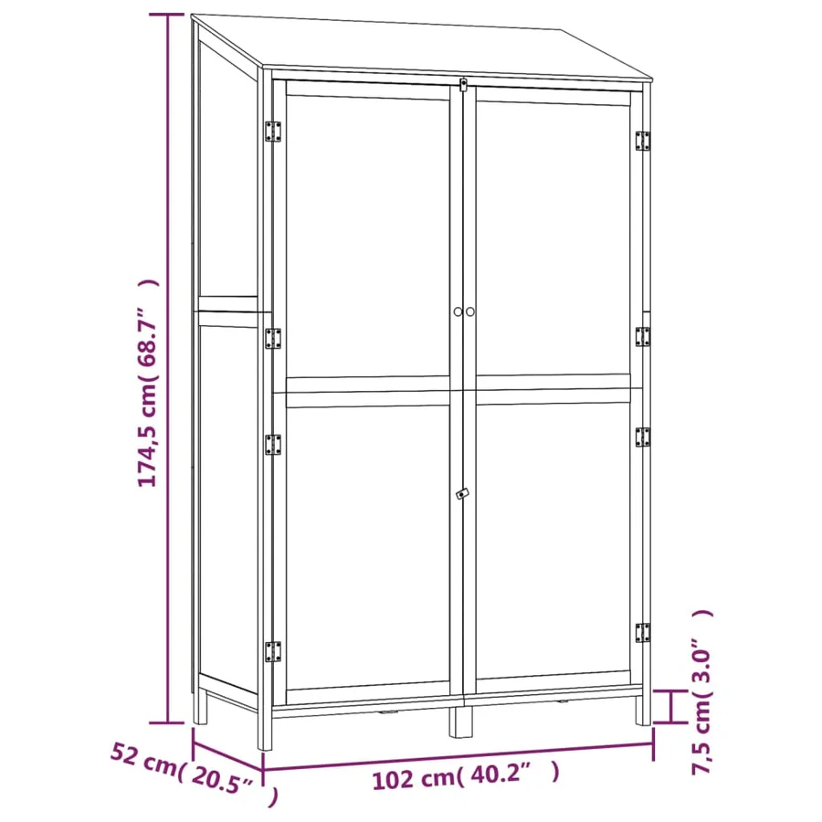 Remise de jardin 102x52x174,5 cm Bois de sapin solide - 8