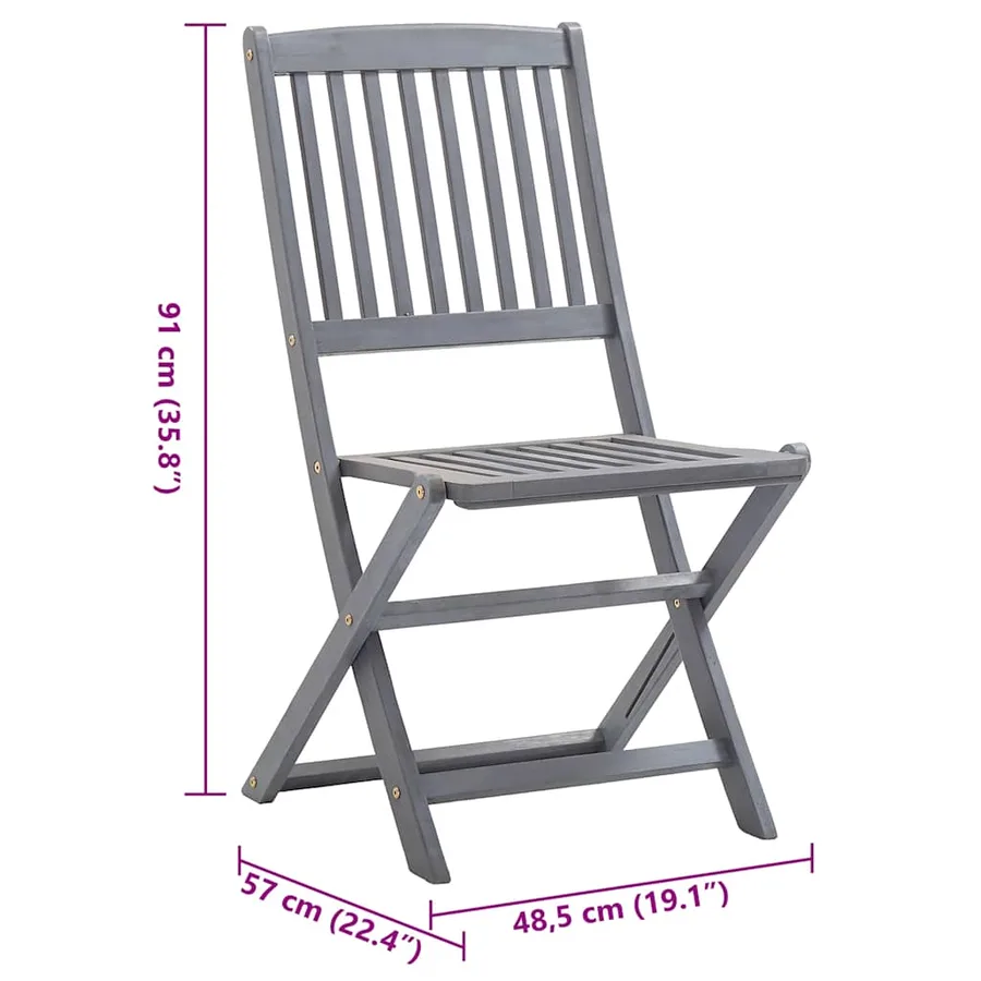 Chaises pliables d'extérieur lot de 6 et coussins Bois d'acacia - 18