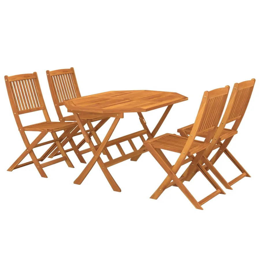 Ensemble à manger de jardin 5 pcs Bois d'acacia solide - 2