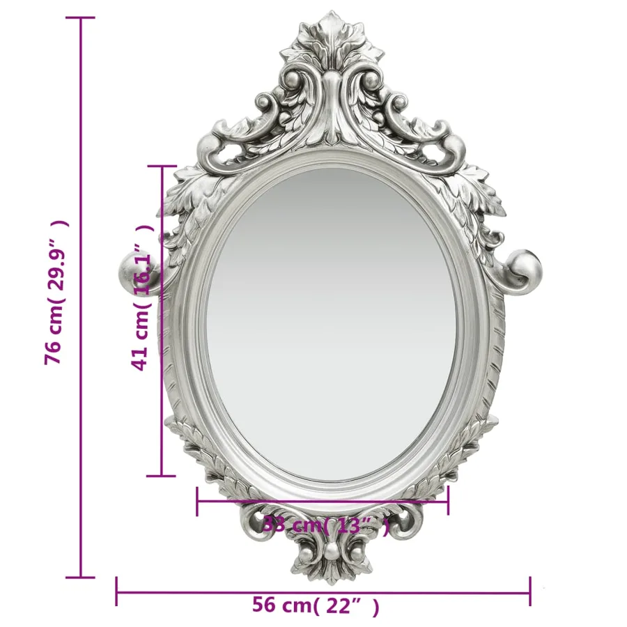 Miroir mural style château 56x76 cm Argenté - 5