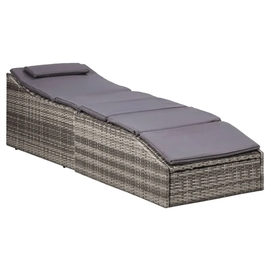 Transat avec coussin Résine tressée Gris - 2