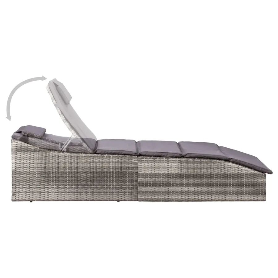 Transat avec coussin Résine tressée Gris - 3